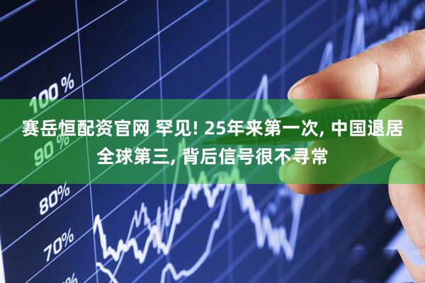 赛岳恒配资官网 罕见! 25年来第一次, 中国退居全球第三, 背后信号很不寻常